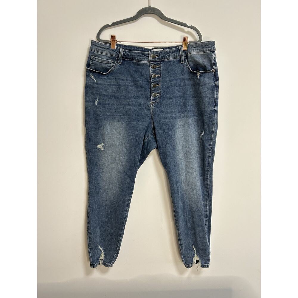 Pistola High Rise Button Fly Jeans Stretch Distressed Women's 22W Ankle